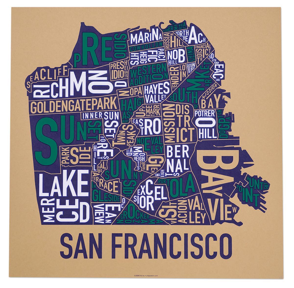Околини Сан франциска карта плакат