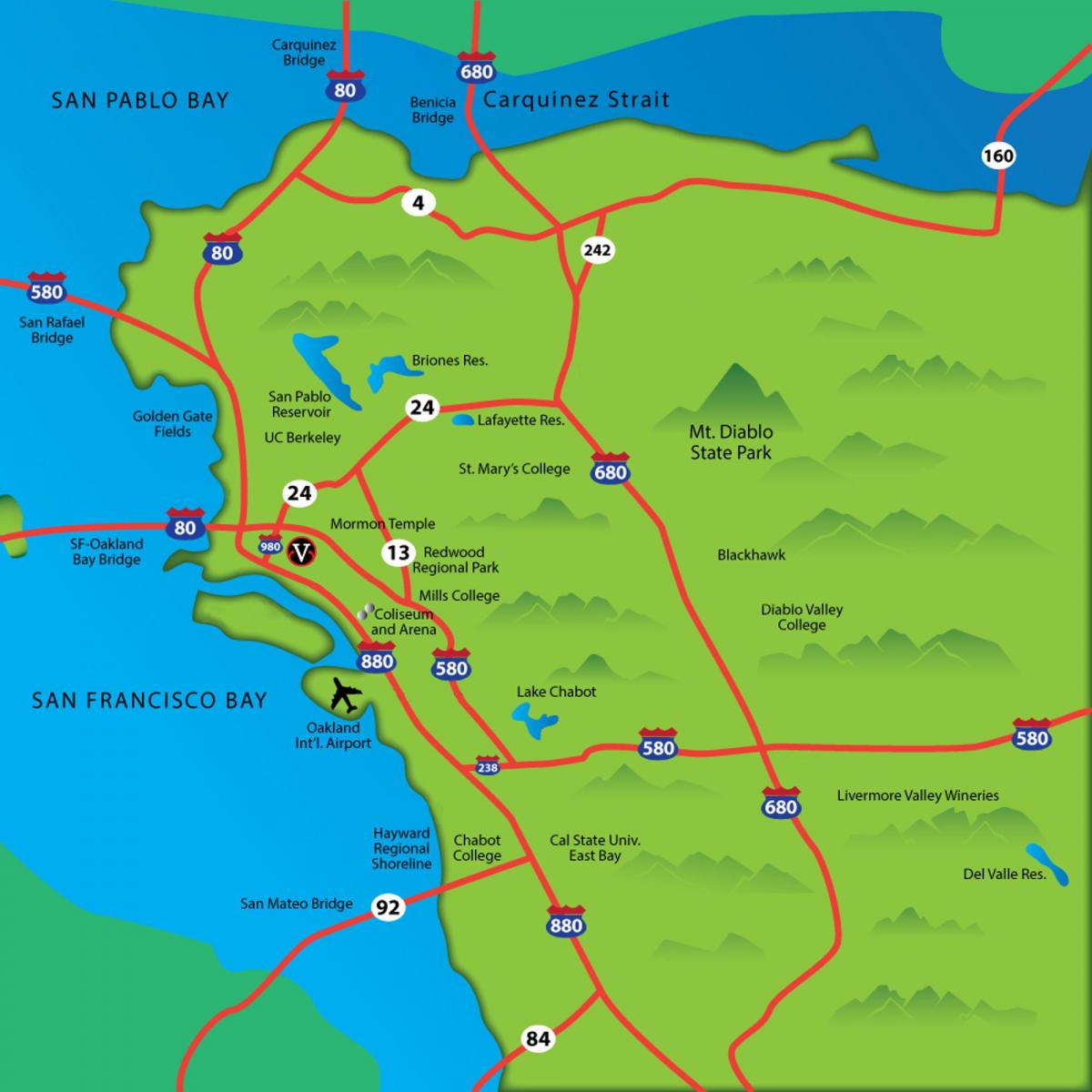 источни залива Калифорнија карта