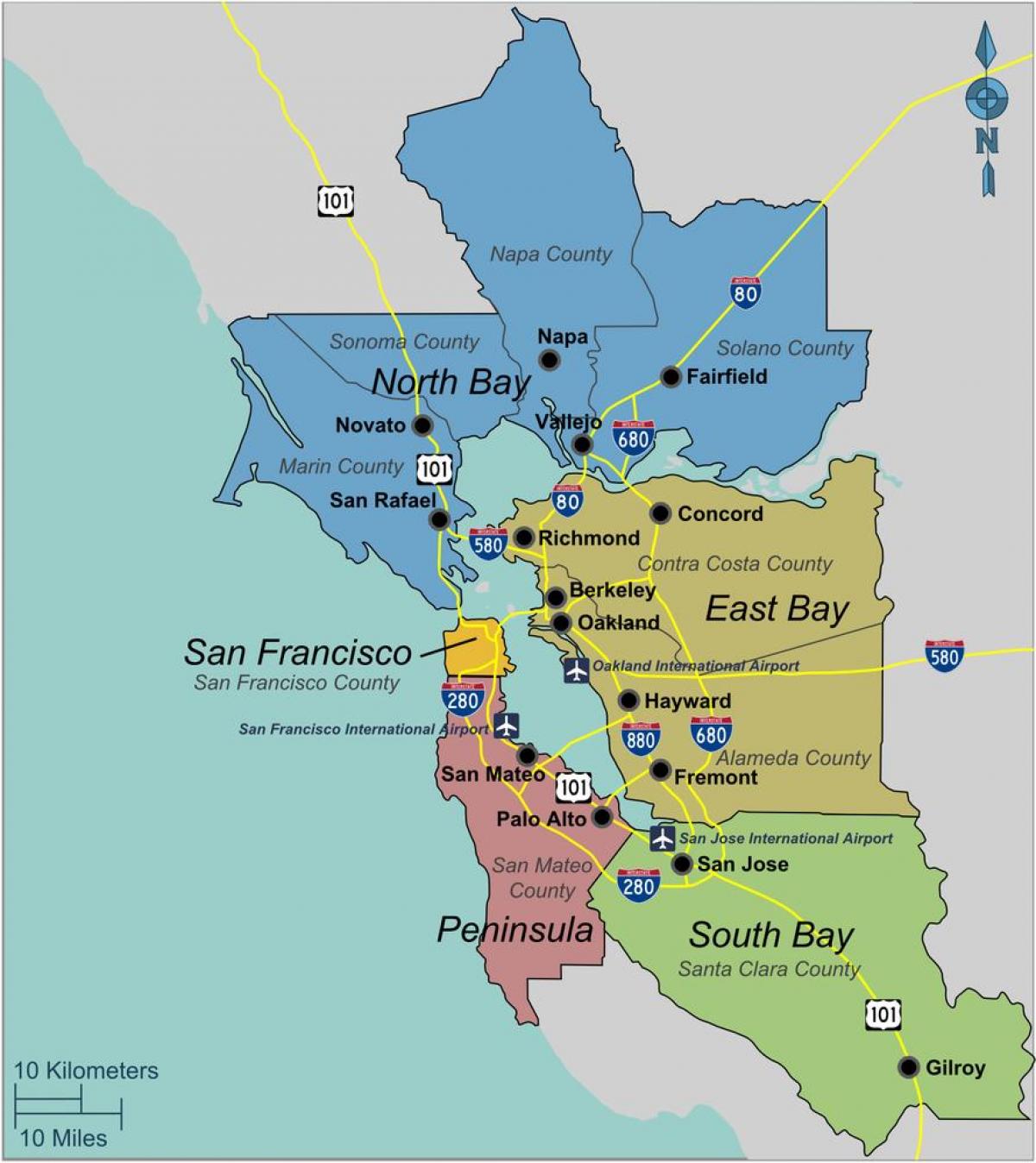 мапа Јужног Сан-Франциско 