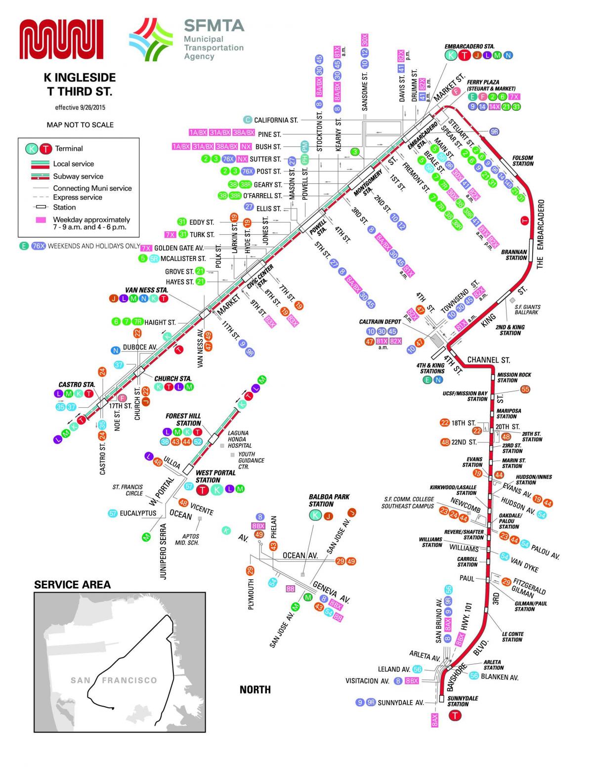 Сан Франциску градски аутобус мапи