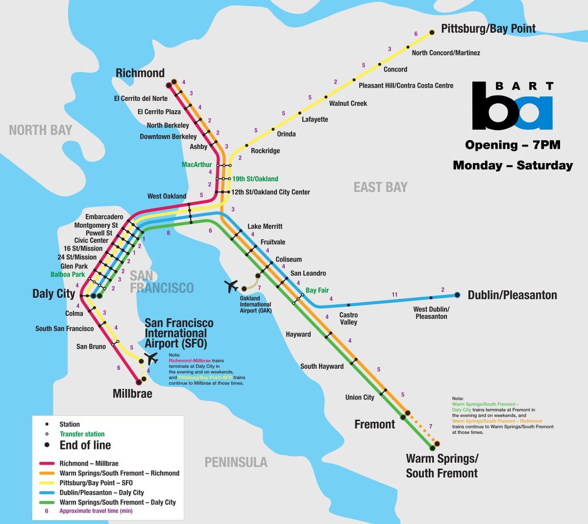 Барт система Сан Франциску мапи