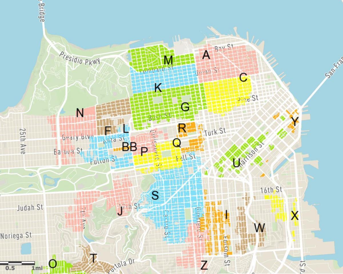 бесплатан паркинг на улици Сан Франциску мапи