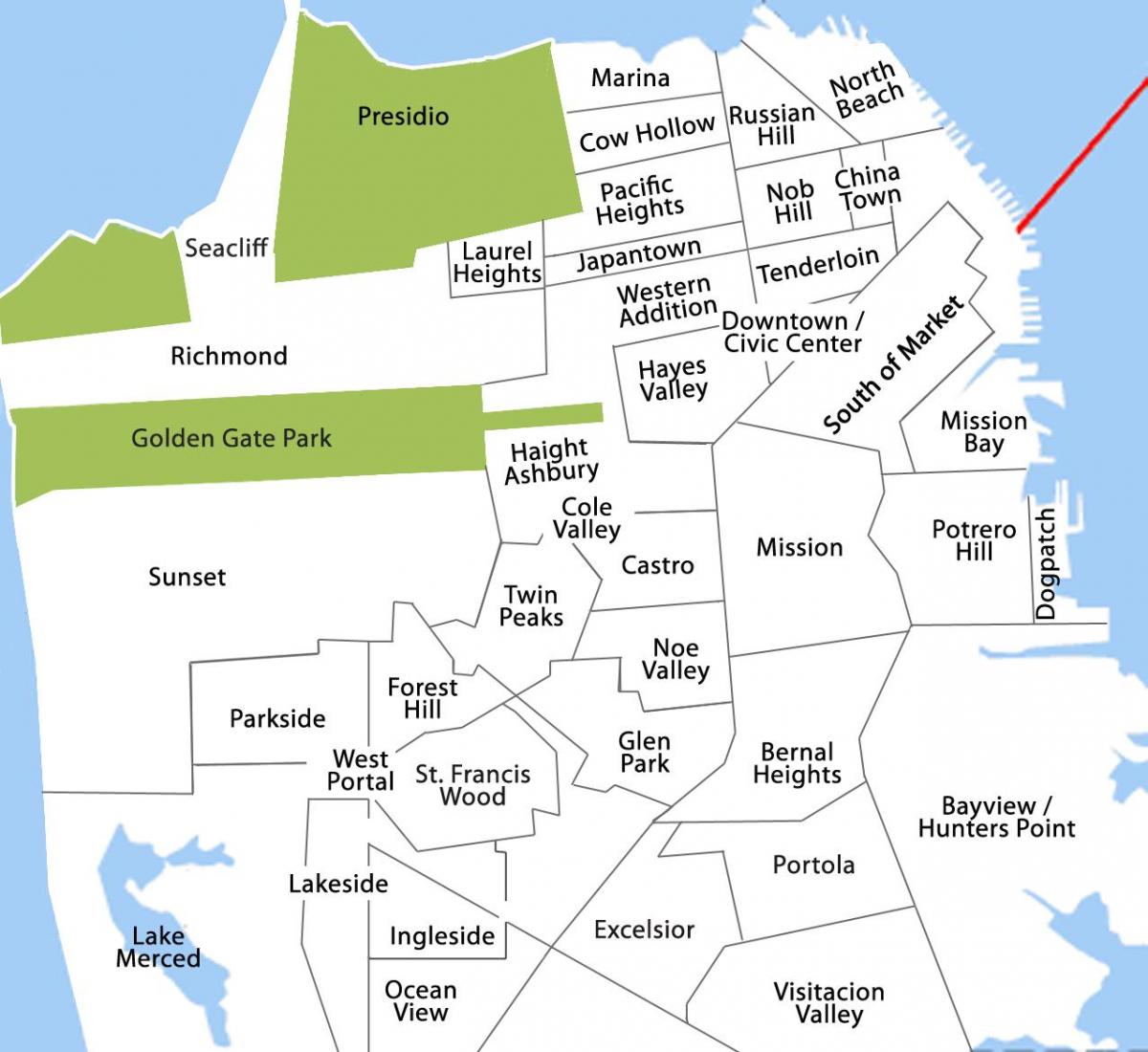 Карта Бэйвью округ Сан франциска 