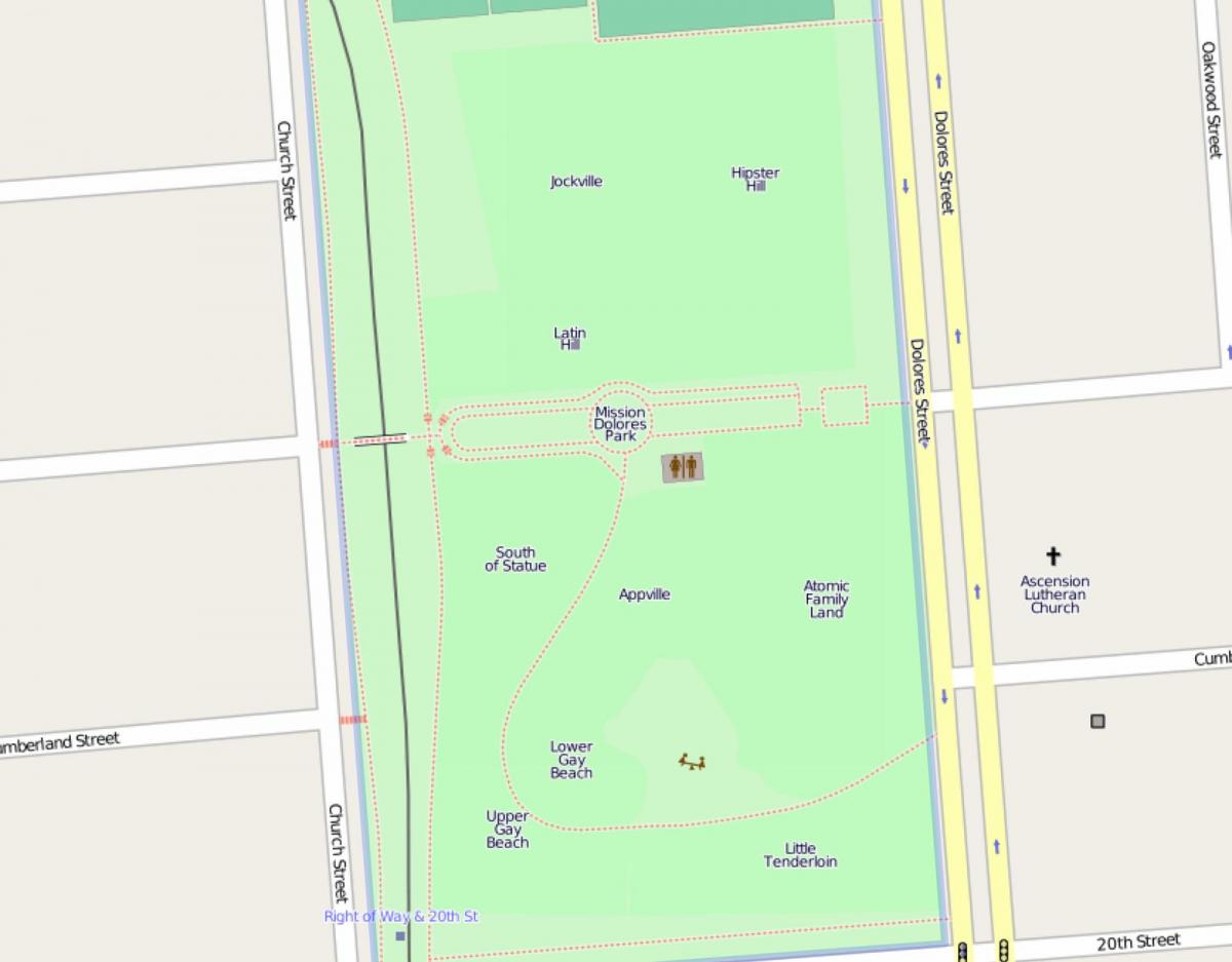 Карта Долорес парк Сан-Франциско