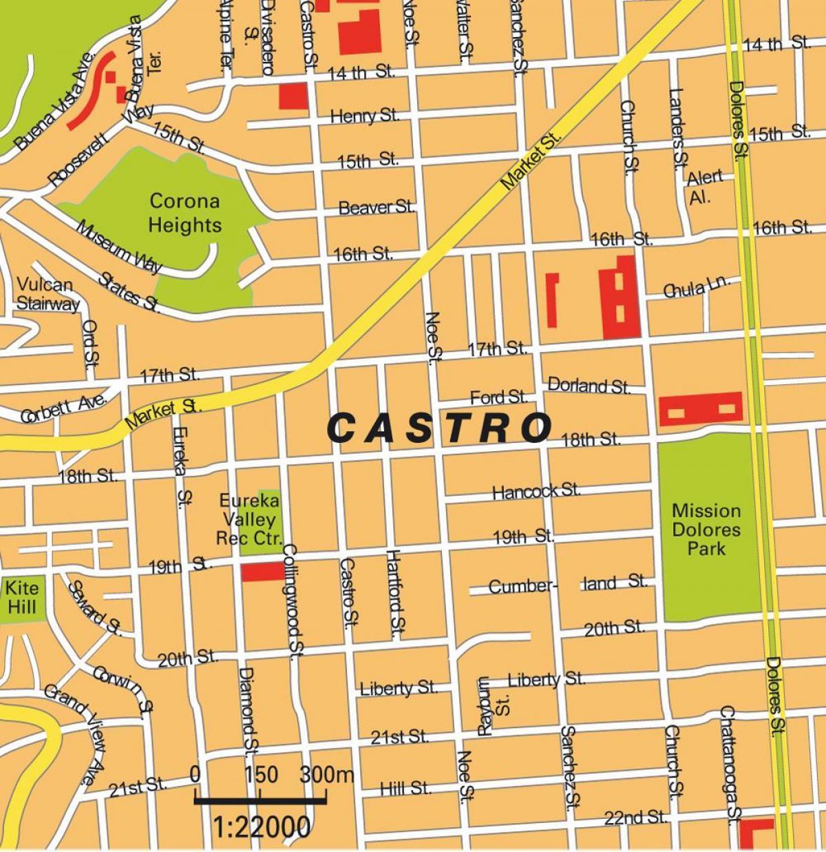 карта округ Кастро у Сан Франциску