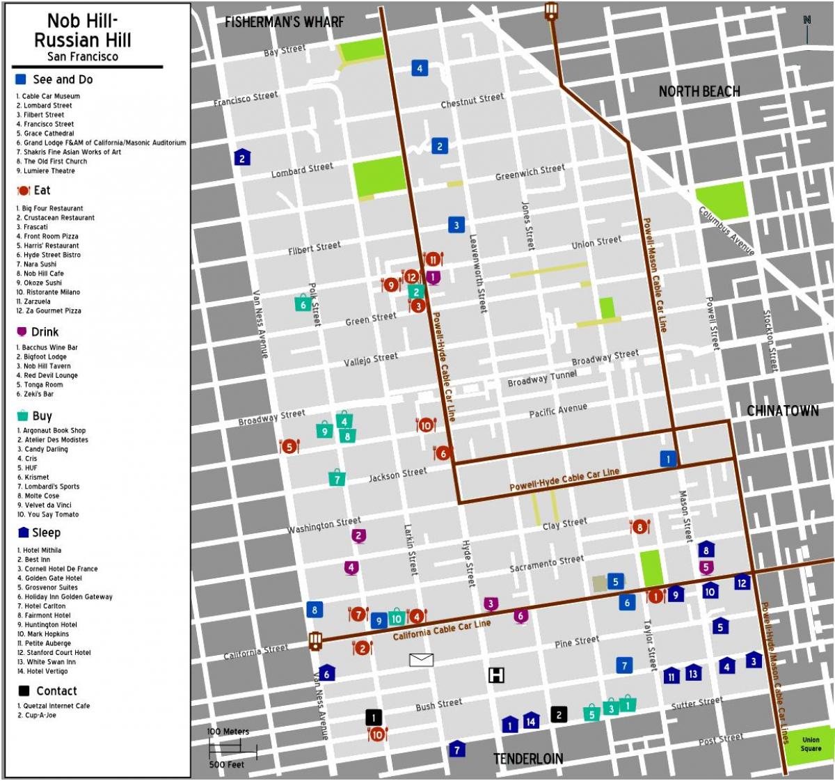 Карта Ноб Хилл у Сан Франциску