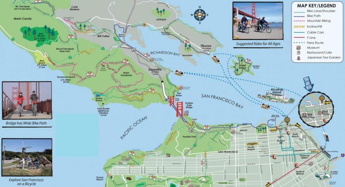 Карта обилазак Сан Франциску на бициклу 