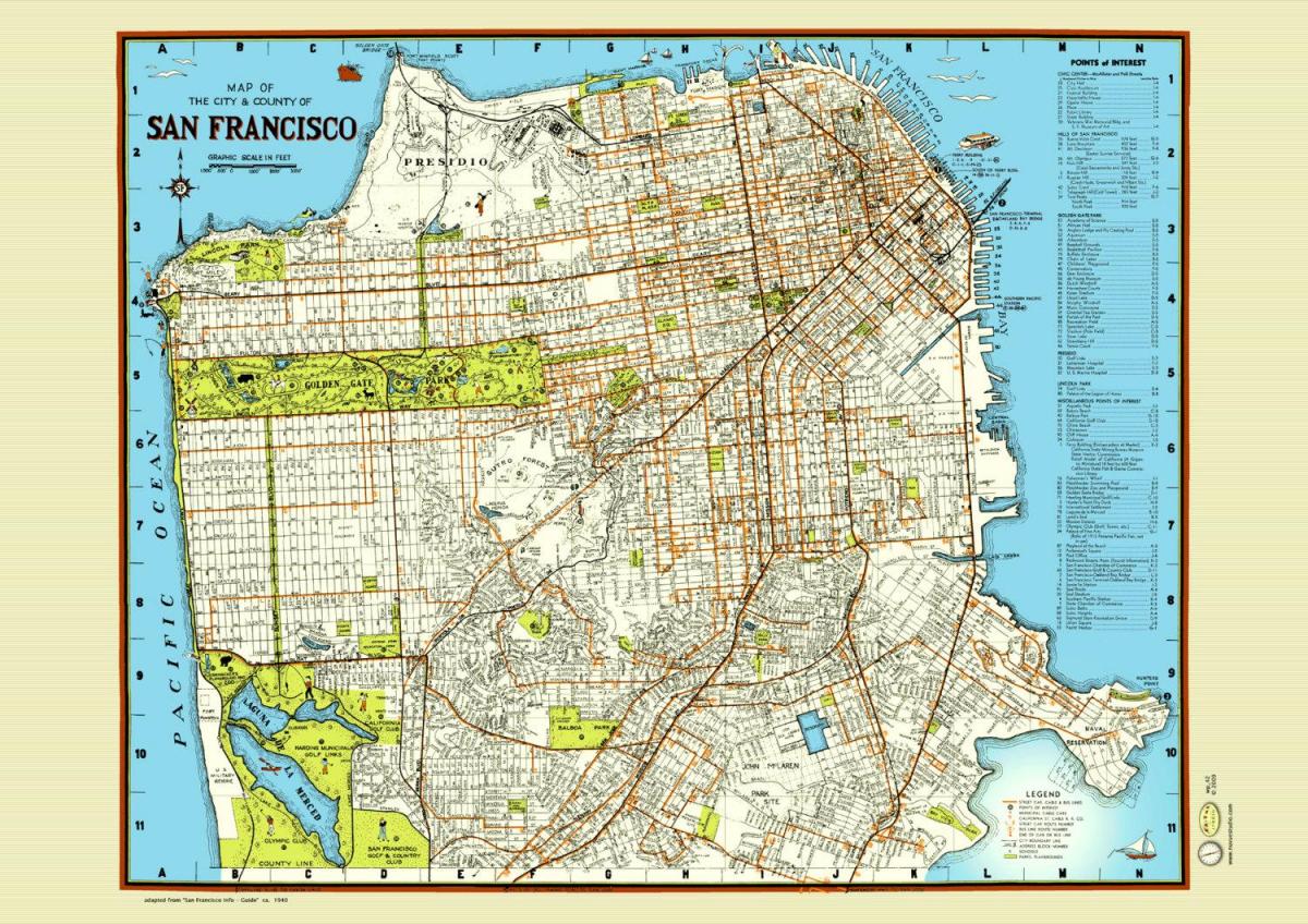 Карта Сан Франциску улични плакат