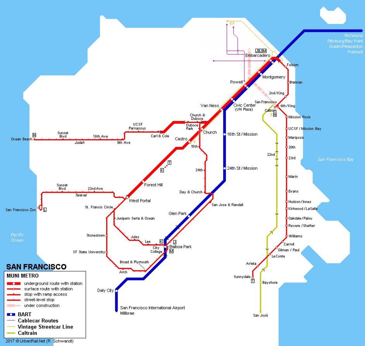 Сан Франциско метро карта