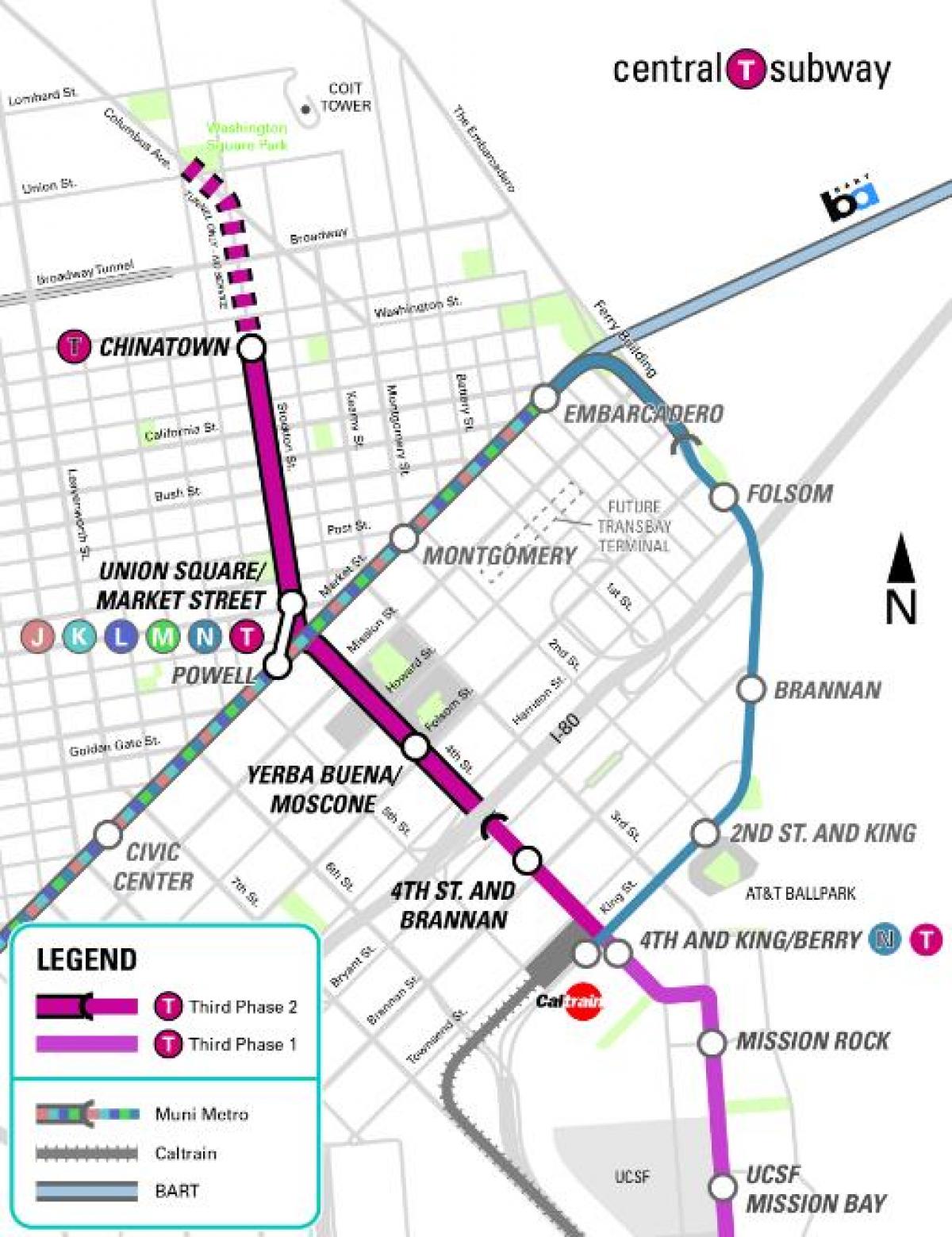 централна метро Сан Франциско карта
