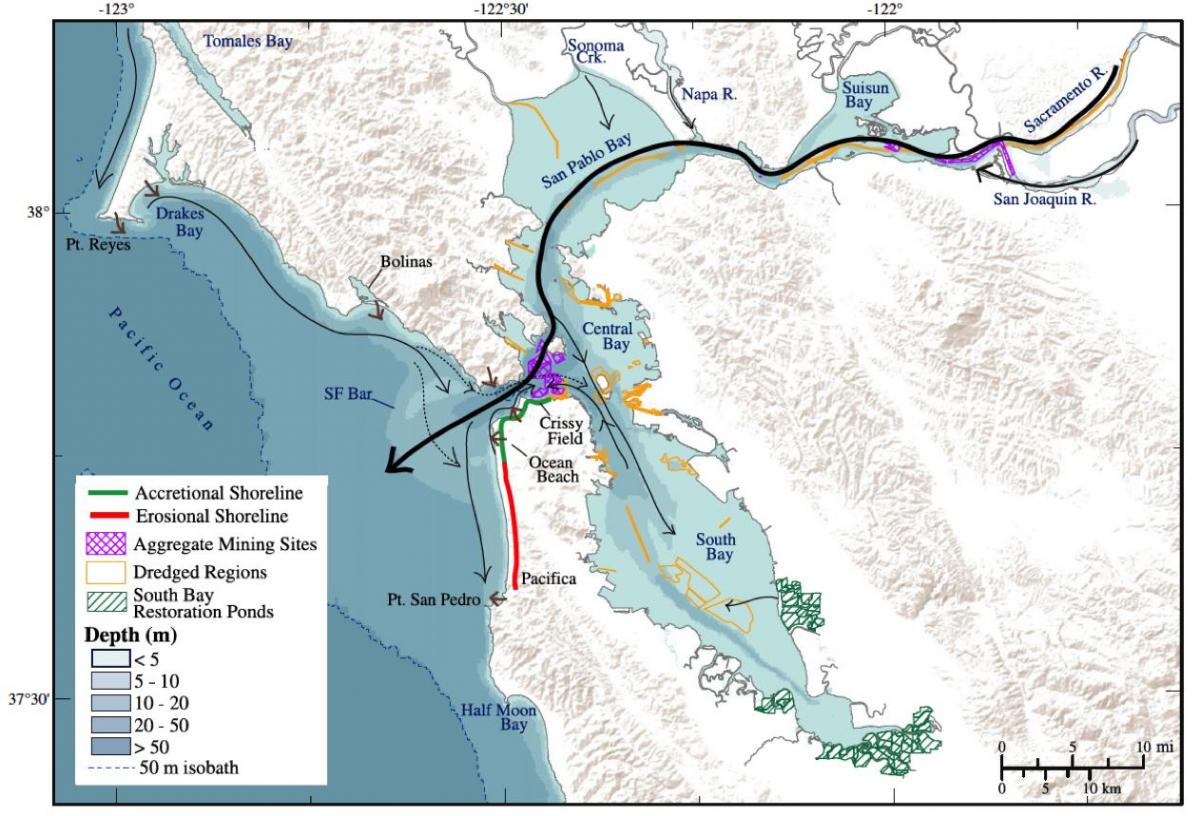 Карта Сан Франциску дубина залива 
