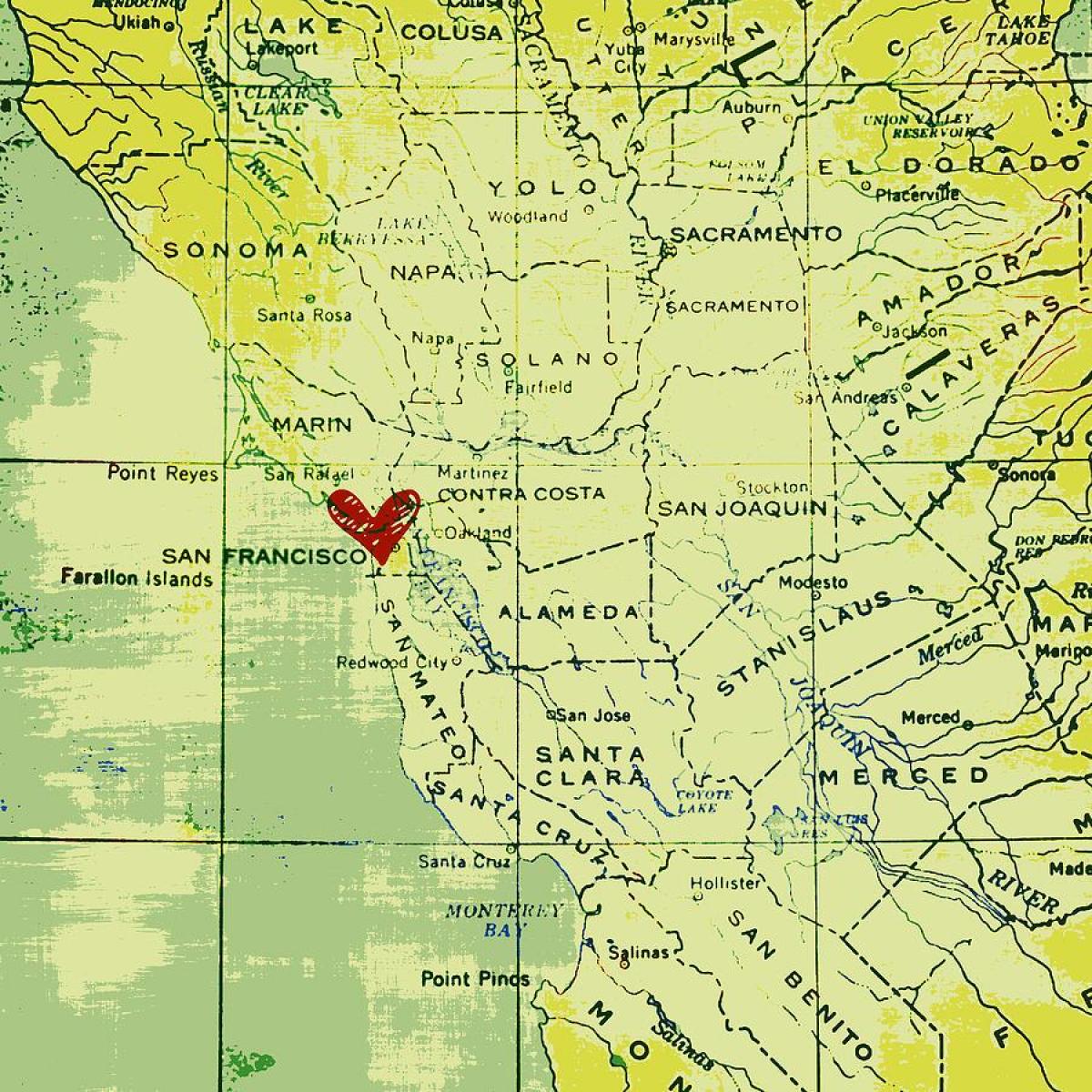 срце у Сан Франциску мапи