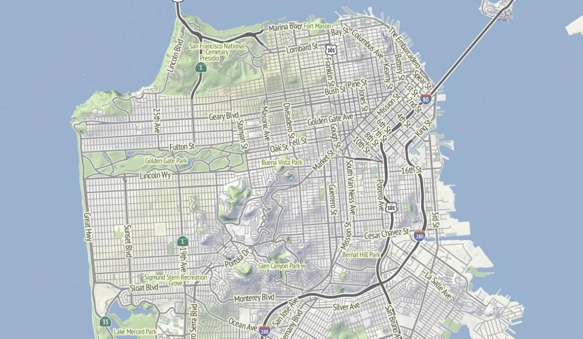 Карта Сан Франциску терена