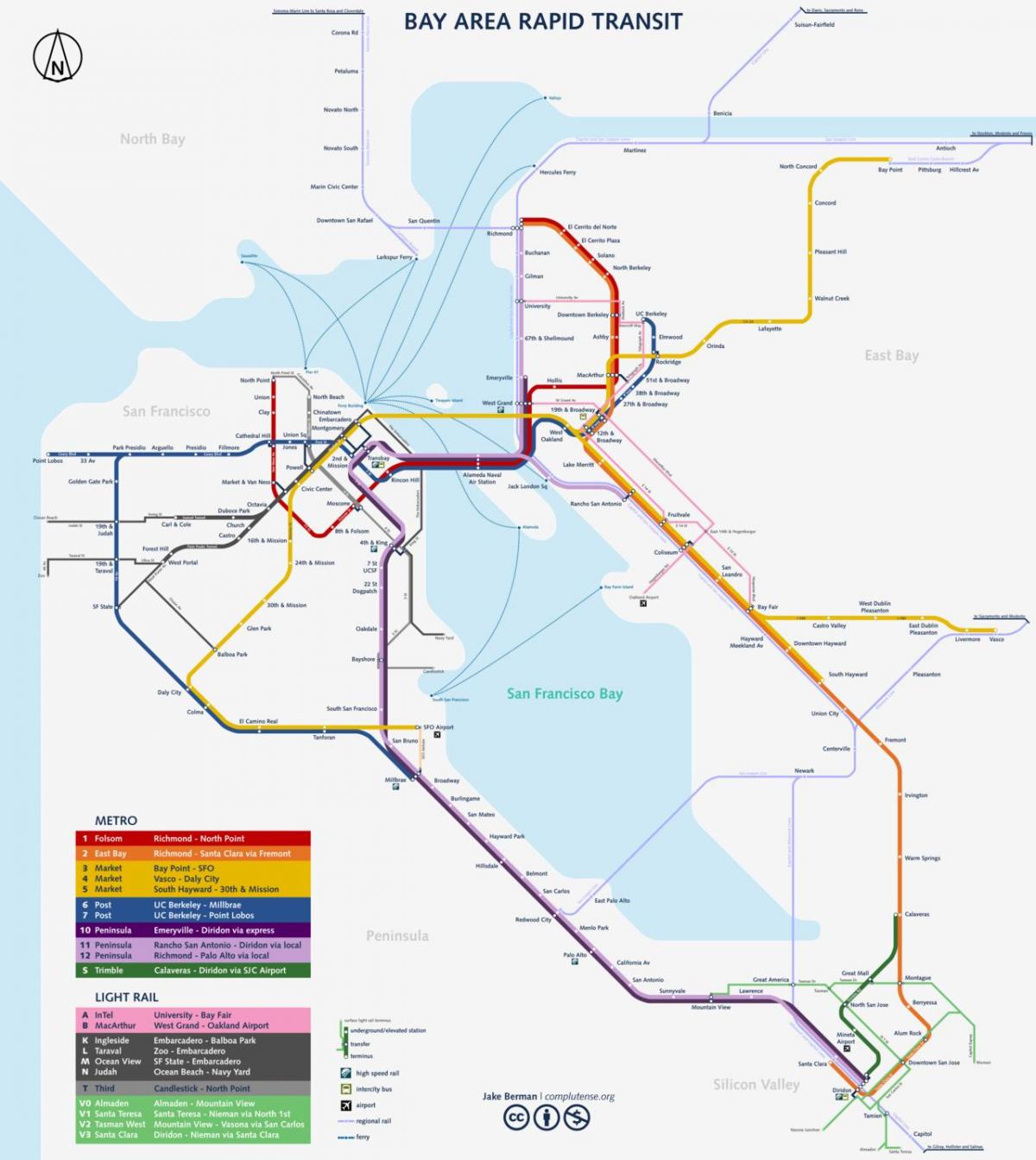 Карта метро Сан-Франциско 