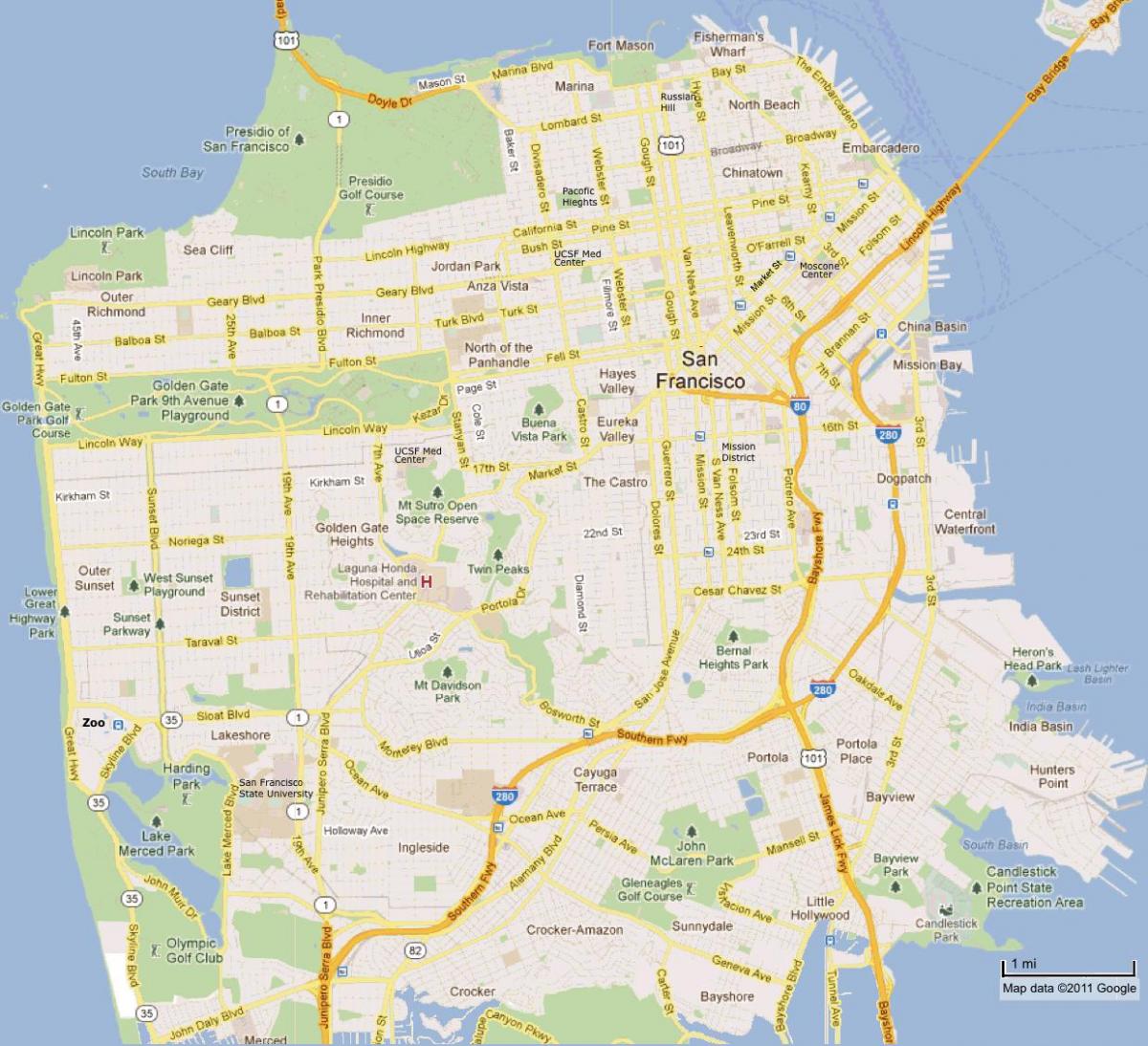 Атракције Сан Франциску мапи