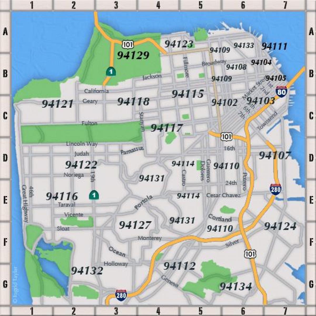 Сан Франциско поштански број мапи