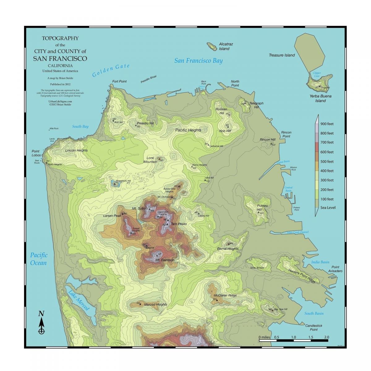 Карта Сан Франциску топо