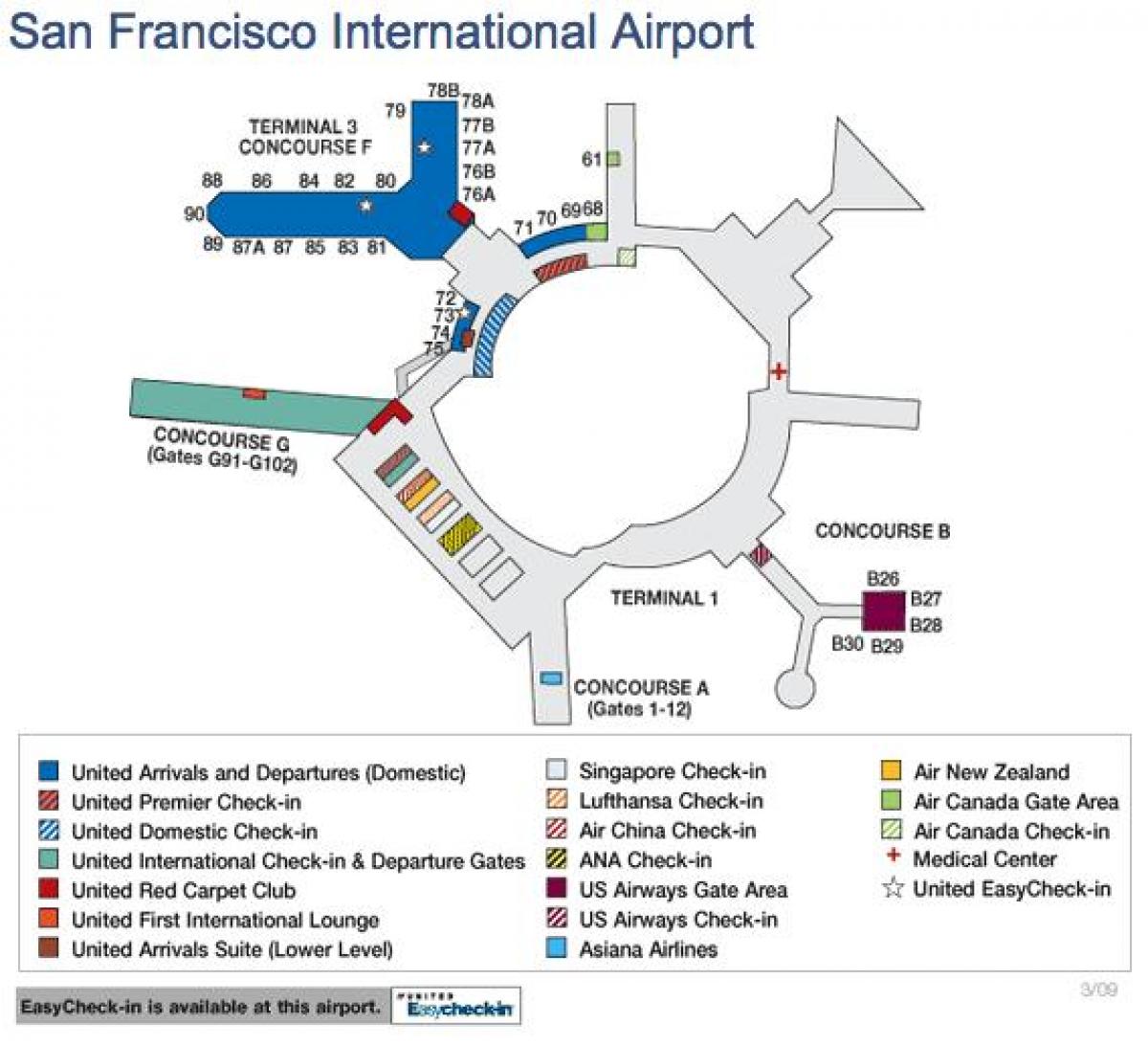 Аеродром Сан Франциско на мапи САД