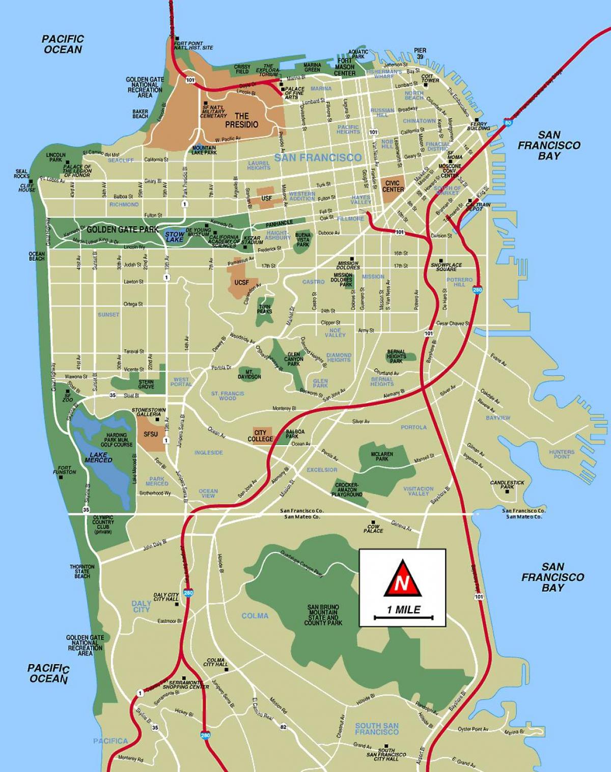 Сан Франциско места за посету на мапи