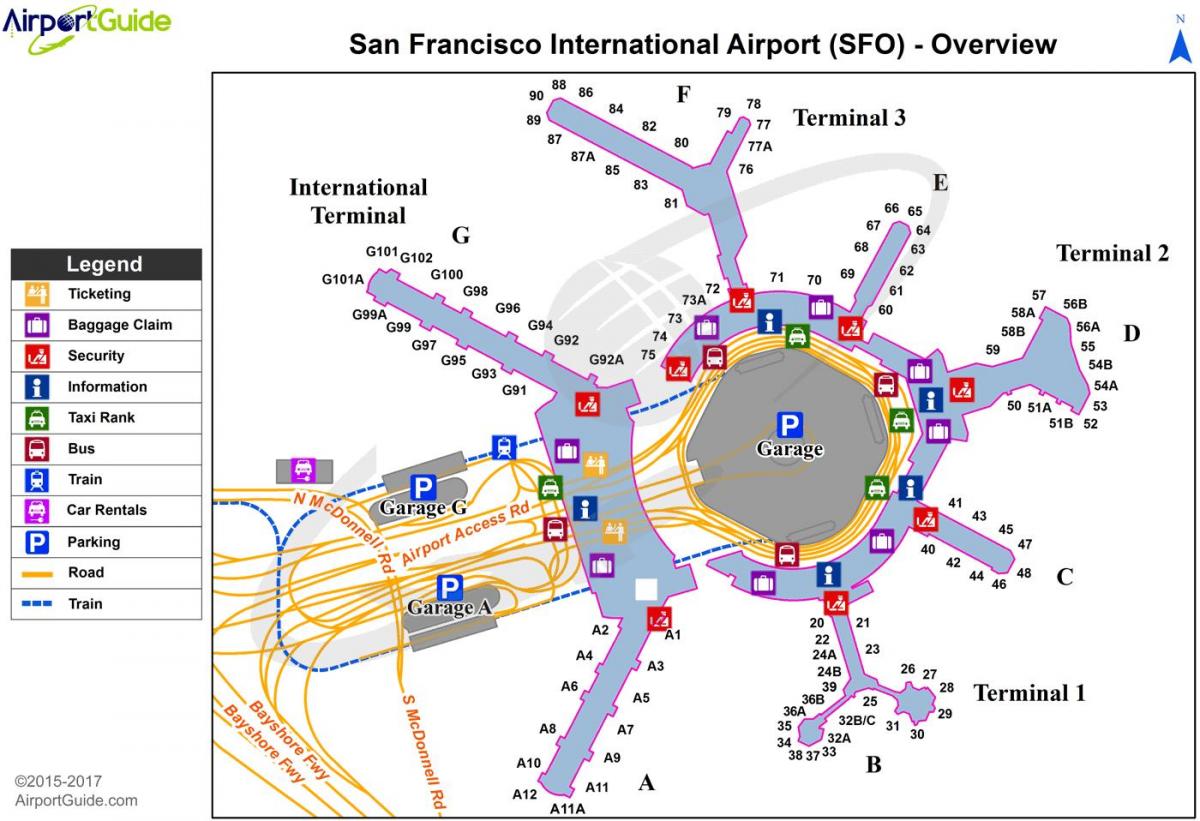 Мапа аеродрома kSFO 