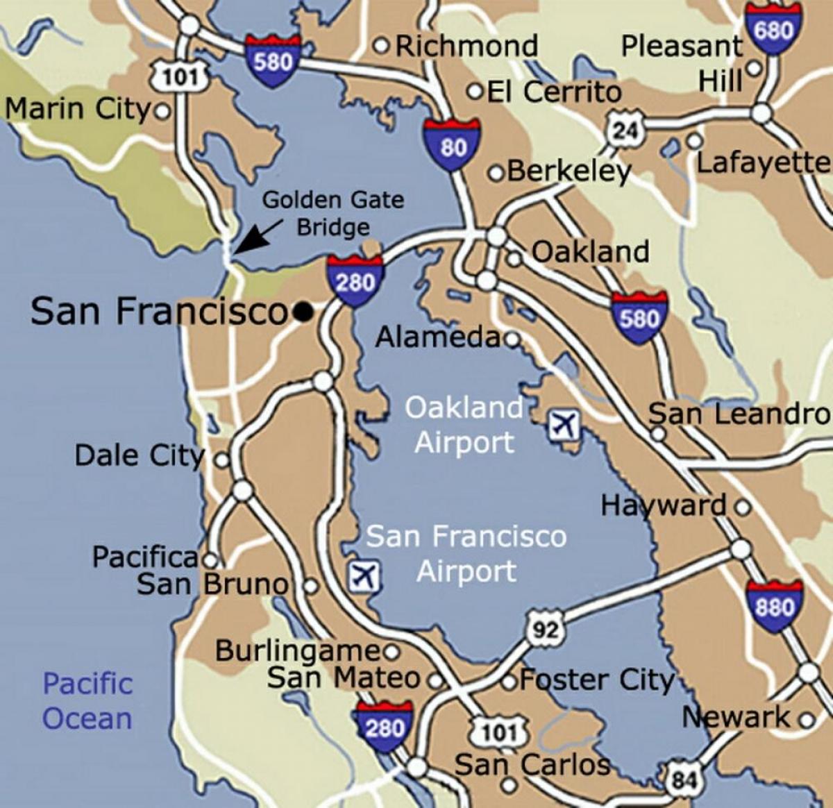 Карта Сан Франциску аеродром и околина