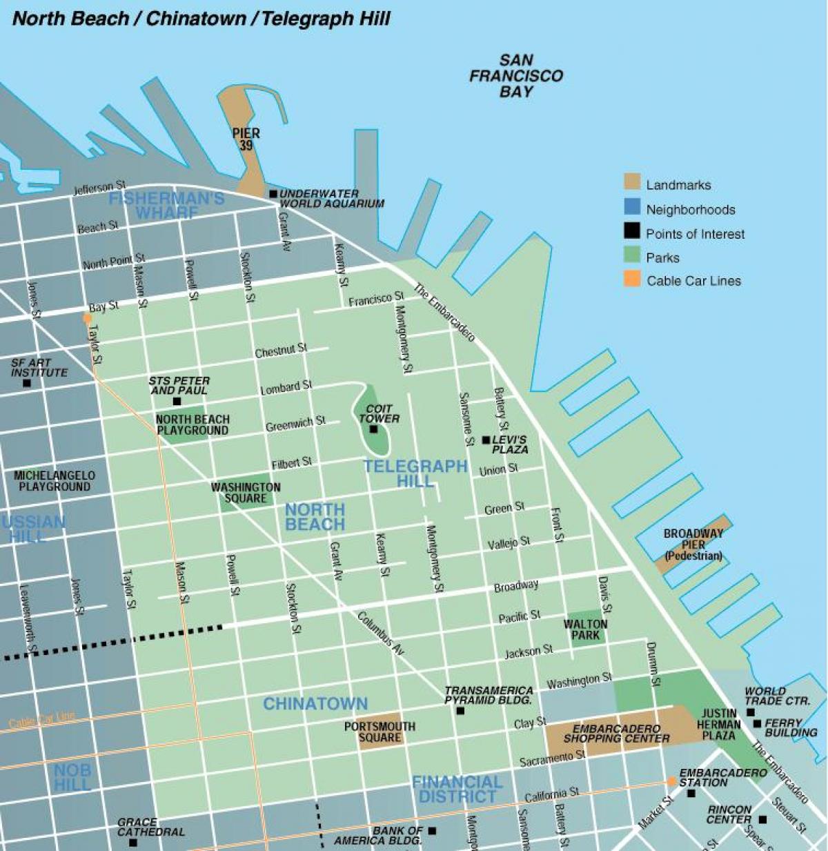 Карта северне плаже Сан-Франциско