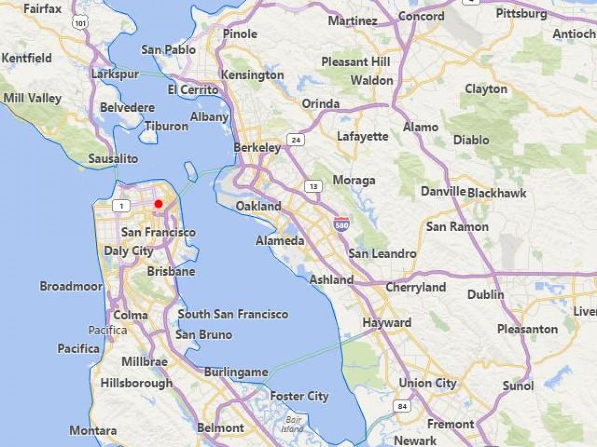 мапа градова Калифорније, недалеко од Сан франциска