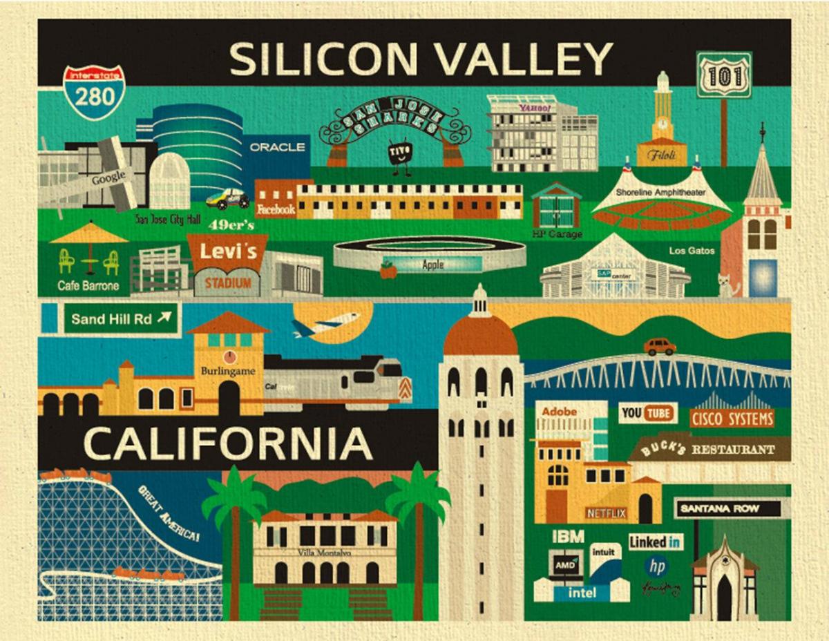 Карта из Силицијумске долине плакат 