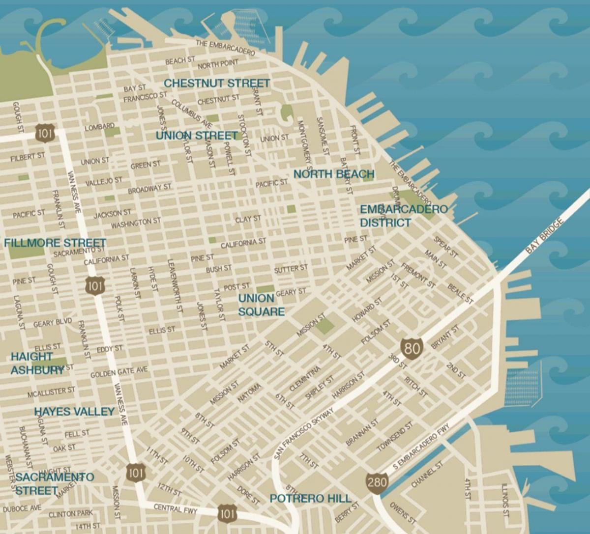 мапа града Уније у Сан Франциску тргу