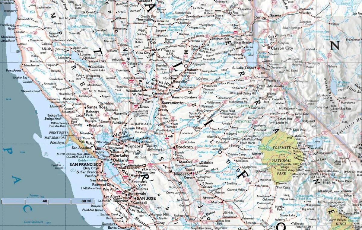 Карта северно од Сан франциска