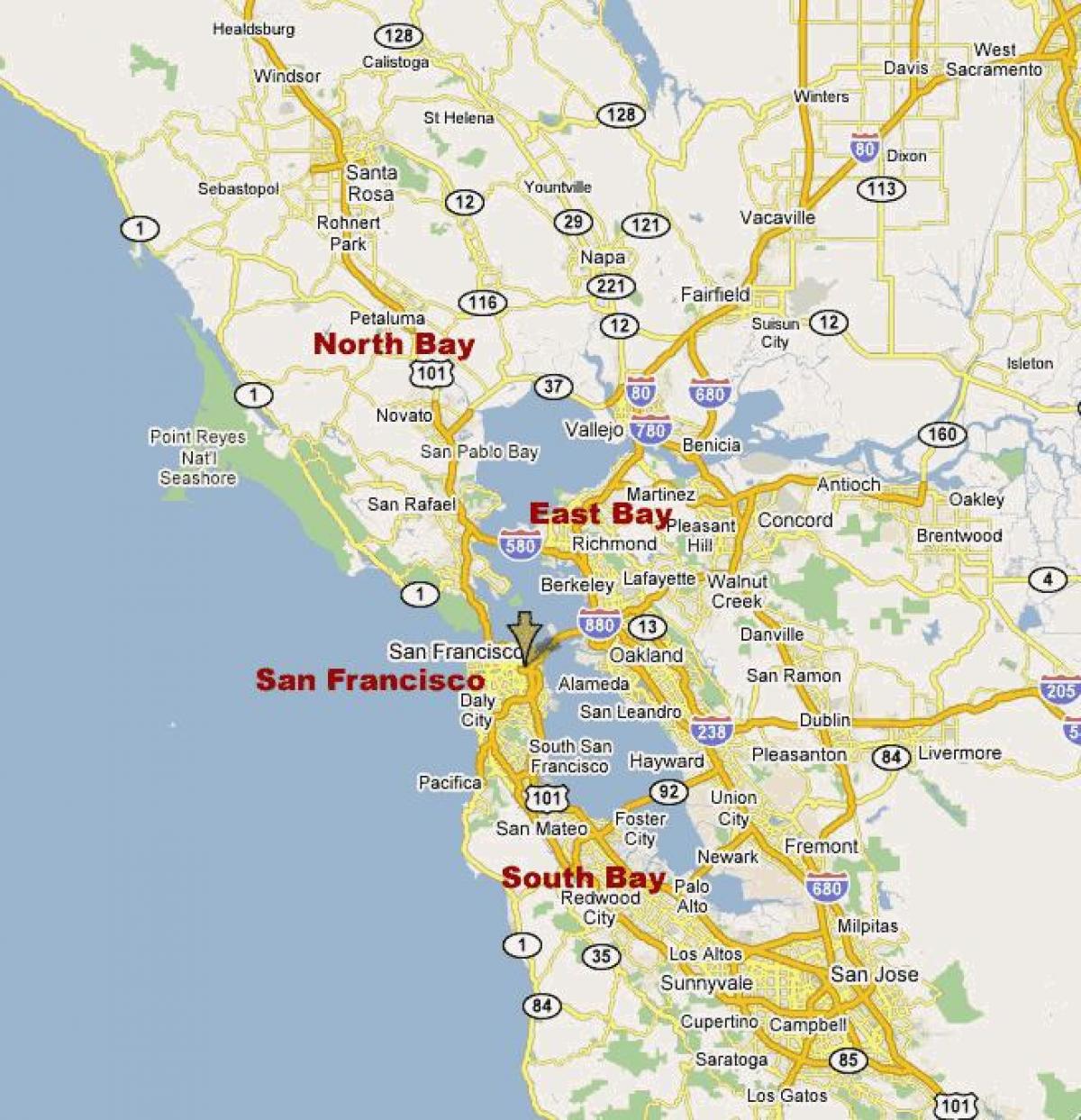 карта Јужне ували Северној Калифорнији