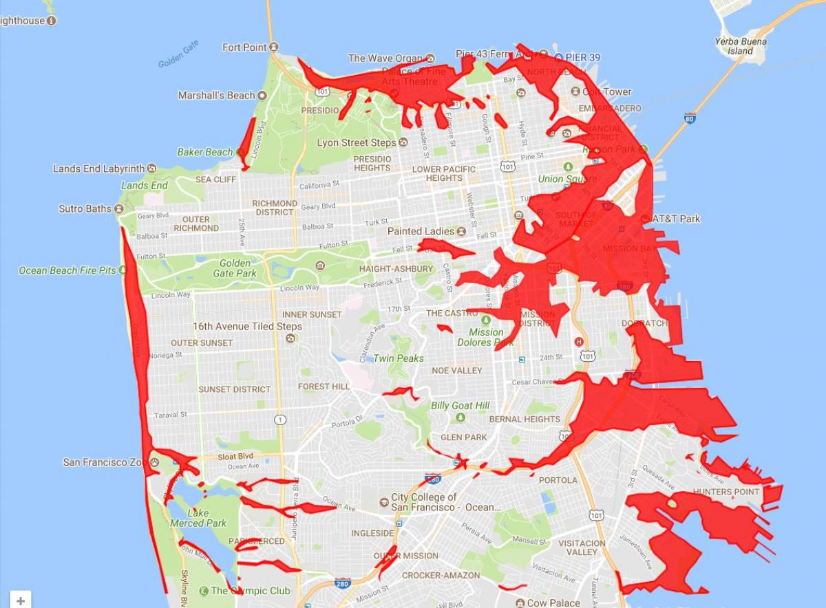 Области Сан Франциско, да би се избегло мапи