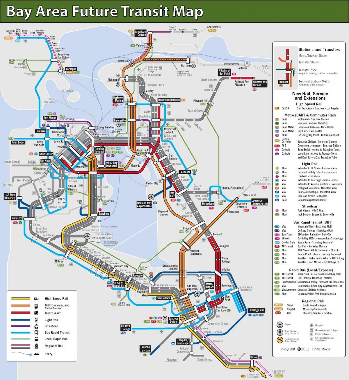 Сан Франциско јавног превоза мапи