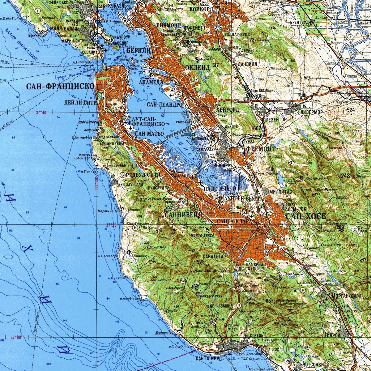 Области Сан франциска топографске карте