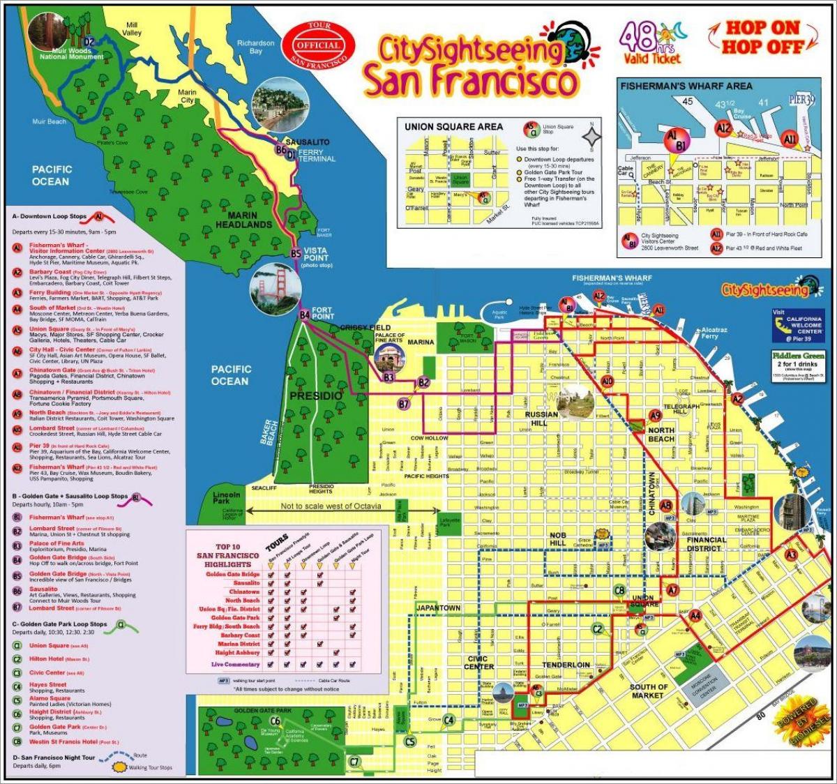Сан Франциско-хоп-хоп-офф бус тоур мапи