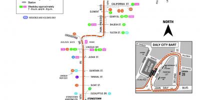Аутобус у Сан Франциску 28 руту на мапи