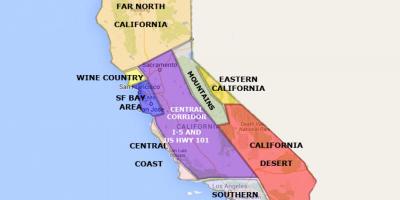 Карта Калифорнији северно од Сан франциска